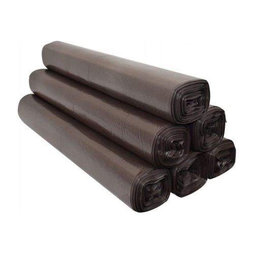 Worki na śmieci 60 l LDPE brązowe, 50 szt. na rolce