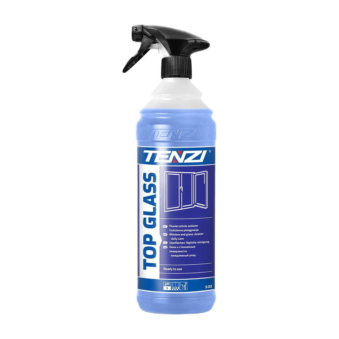 Tenzi Top Glass 1 l, płyn do mycia szyb i luster, butelka ze spryskiwaczem